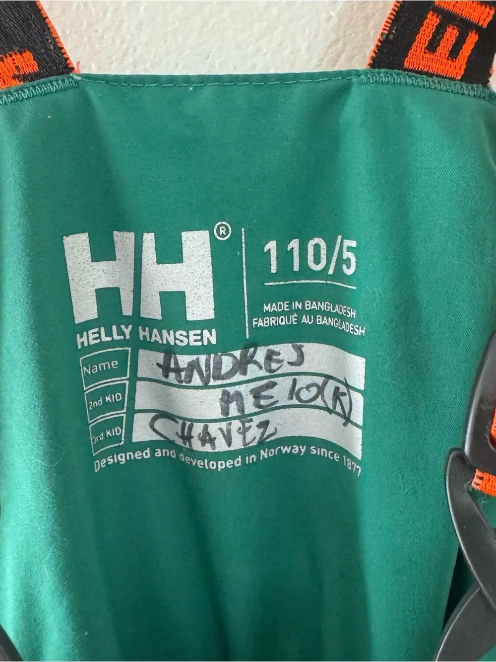 Helly Hansen Kids Legendary Waterproof Snow Bib Pants Green Navy - Size 110/5